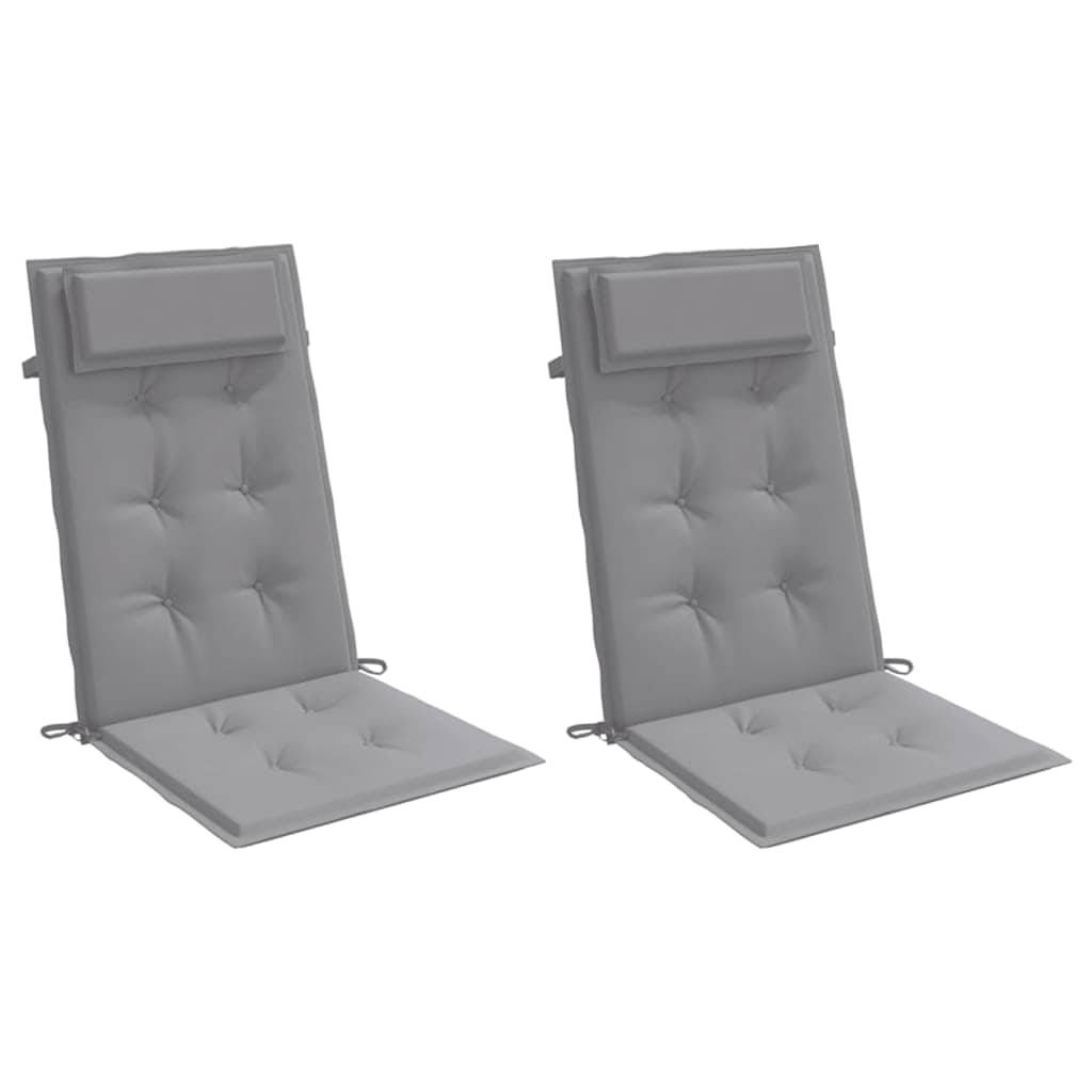 PANGIVO - Lot de 2 coussins de chaise à dossier haut tissu oxford gris 120 x 50 x 3 cm - PANGIVO - Image 3
