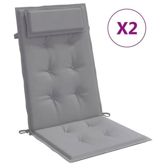 PANGIVO - Lot de 2 coussins de chaise à dossier haut tissu oxford gris 120 x 50 x 3 cm - PANGIVO - Image 2