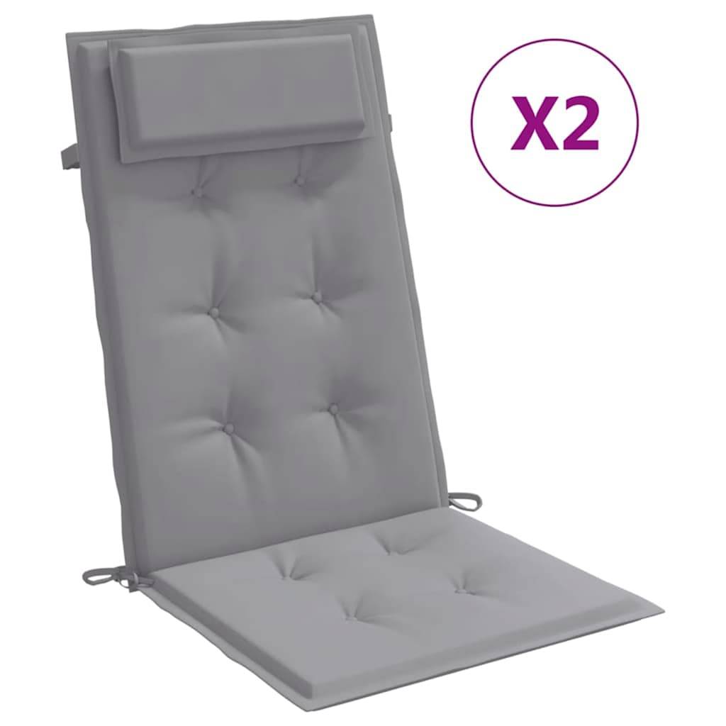 PANGIVO - Lot de 2 coussins de chaise à dossier haut tissu oxford gris 120 x 50 x 3 cm - PANGIVO - Image 2