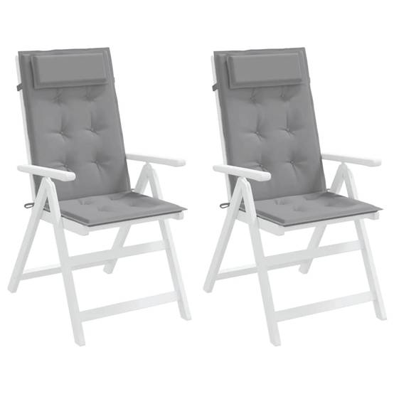 PANGIVO - Lot de 2 coussins de chaise à dossier haut tissu oxford gris 120 x 50 x 3 cm - PANGIVO - Image 4
