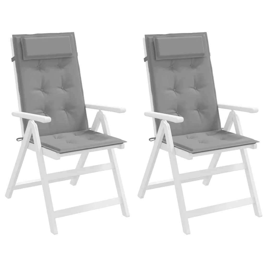 PANGIVO - Lot de 2 coussins de chaise à dossier haut tissu oxford gris 120 x 50 x 3 cm - PANGIVO - Image 4