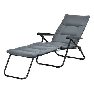Transat bain de soleil pliable acier terrasse jardin 6 positions matelas inclus gris - ComfortXL Outdoor Living