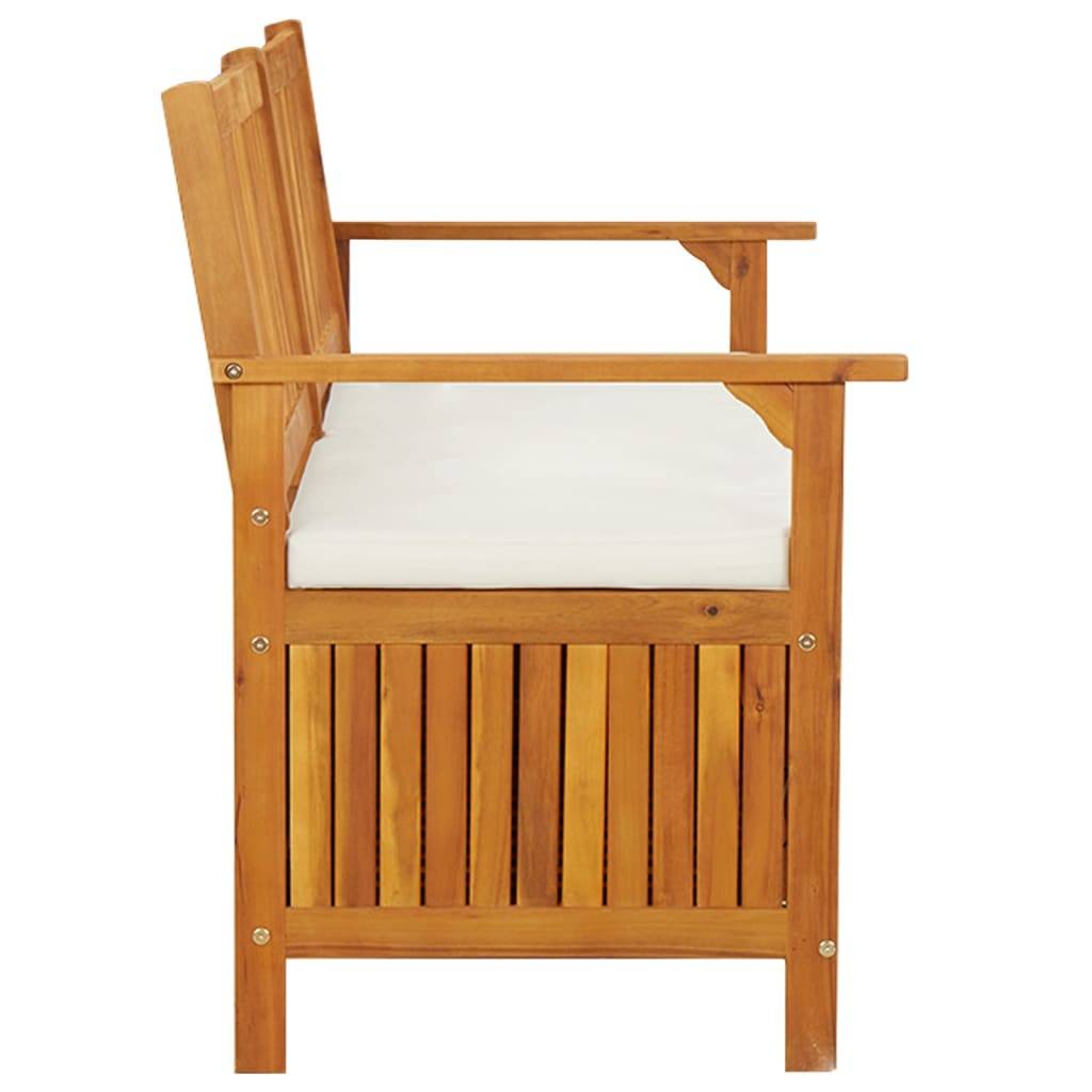 Banc Coffre de Rangement Bois Acacia Massif avec Coussin pour Patio Marron 148cm – ComfortXL Outdoor Living - Image 6