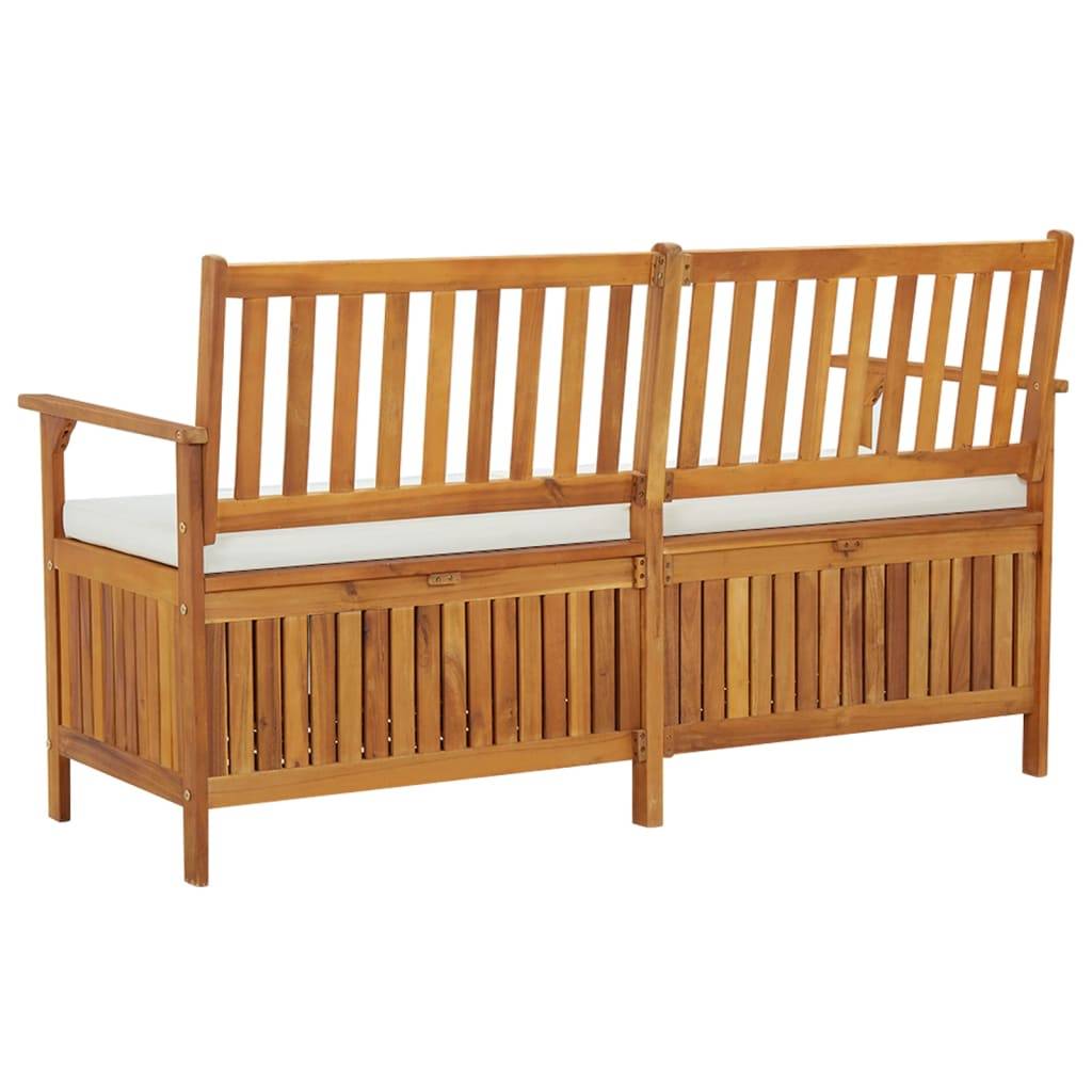 Banc Coffre de Rangement Bois Acacia Massif avec Coussin pour Patio Marron 148cm – ComfortXL Outdoor Living - Image 5