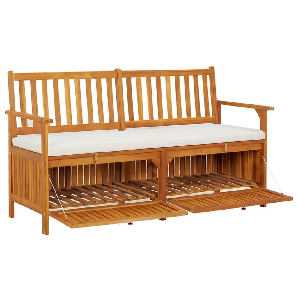 Banc Coffre de Rangement Bois Acacia Massif avec Coussin pour Patio Marron 148cm – ComfortXL Outdoor Living - Image 4