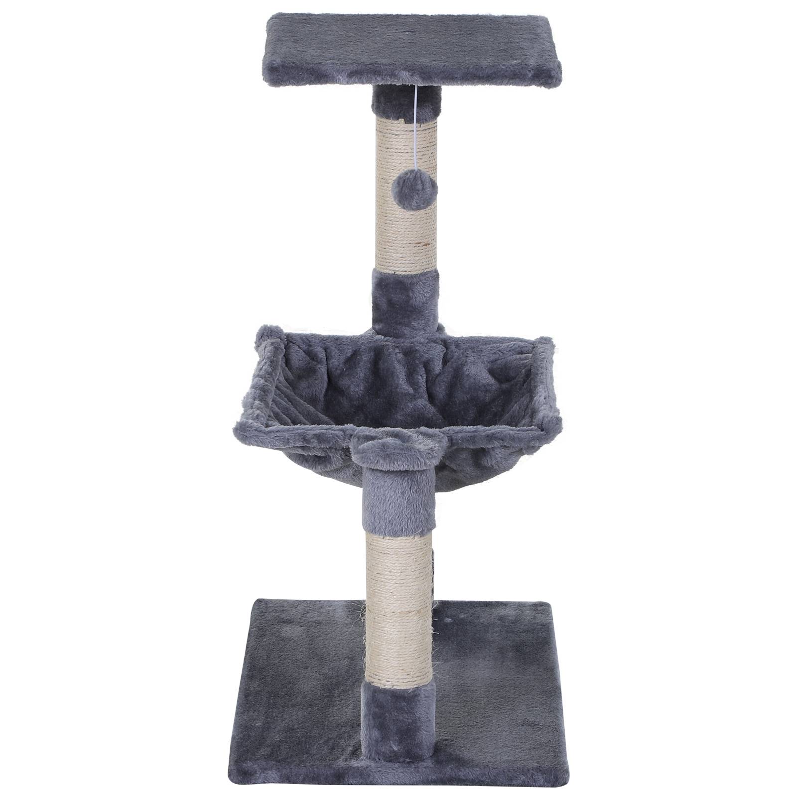 Arbre à chat compact sisal peluche avec hamac repos intérieur 50x36x70 cm gris - ComfortXL Outdoor Living - Image 9