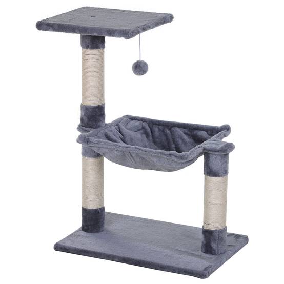 Arbre à chat compact sisal peluche avec hamac repos intérieur 50x36x70 cm gris - ComfortXL Outdoor Living - Image 2