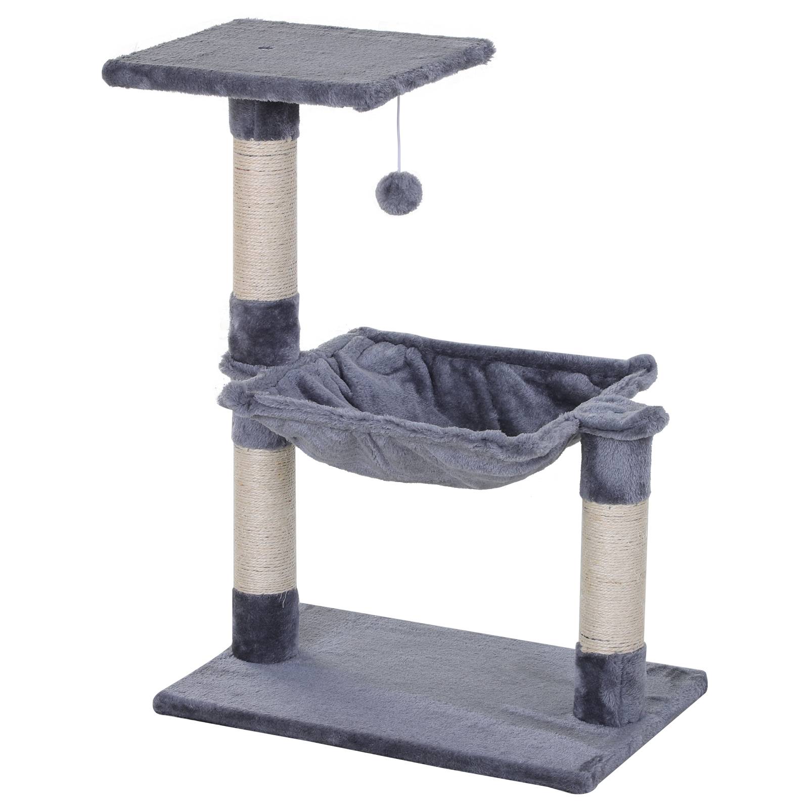Arbre à chat compact sisal peluche avec hamac repos intérieur 50x36x70 cm gris - ComfortXL Outdoor Living - Image 2
