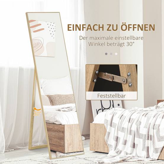 Miroir sur Pied Psyché Incassable Effet Bois Clair Dressing 40x150cm - ComfortXL Outdoor Living - Image 5