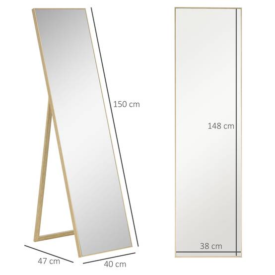 Miroir sur Pied Psyché Incassable Effet Bois Clair Dressing 40x150cm - ComfortXL Outdoor Living - Image 3