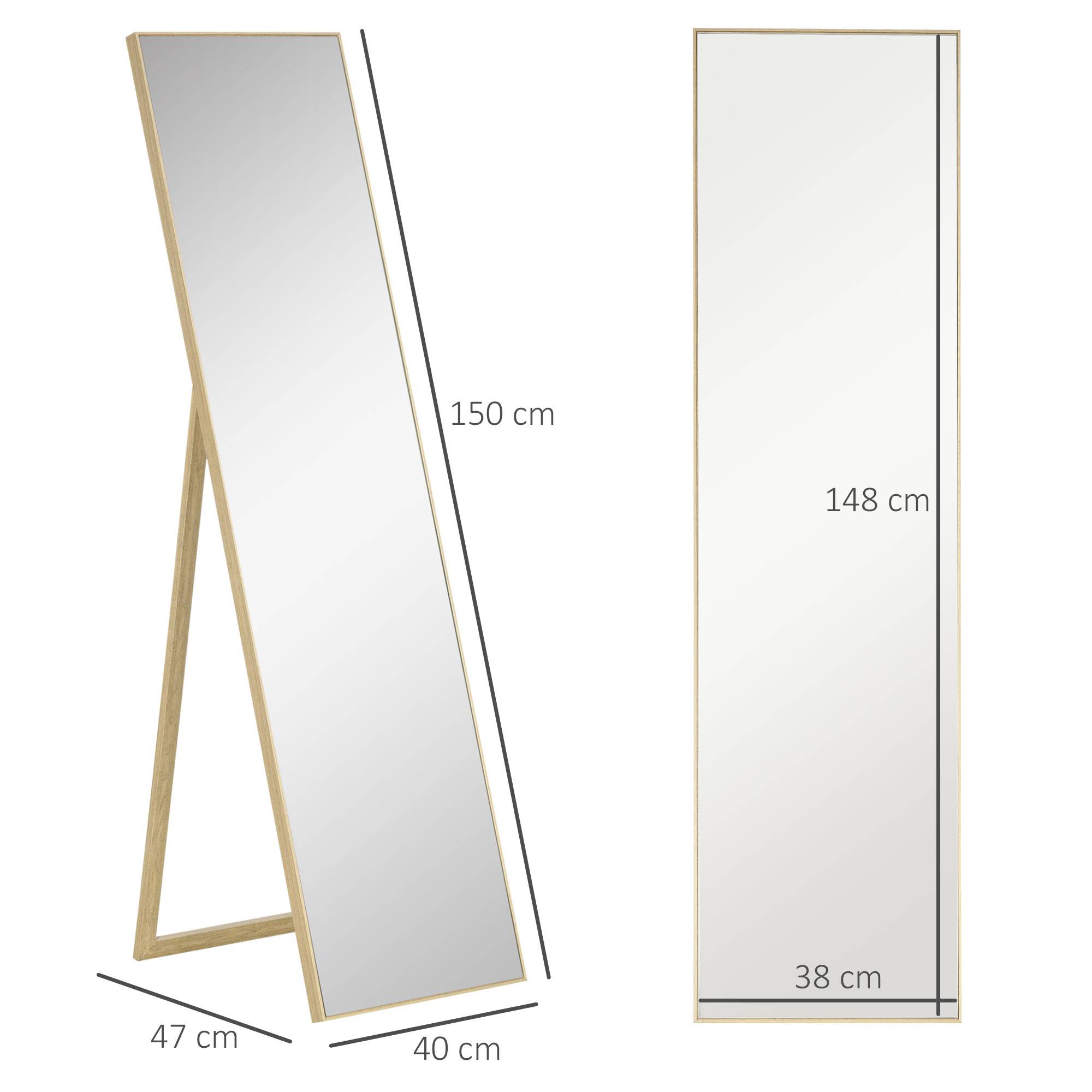 Miroir sur Pied Psyché Incassable Effet Bois Clair Dressing 40x150cm - ComfortXL Outdoor Living - Image 3