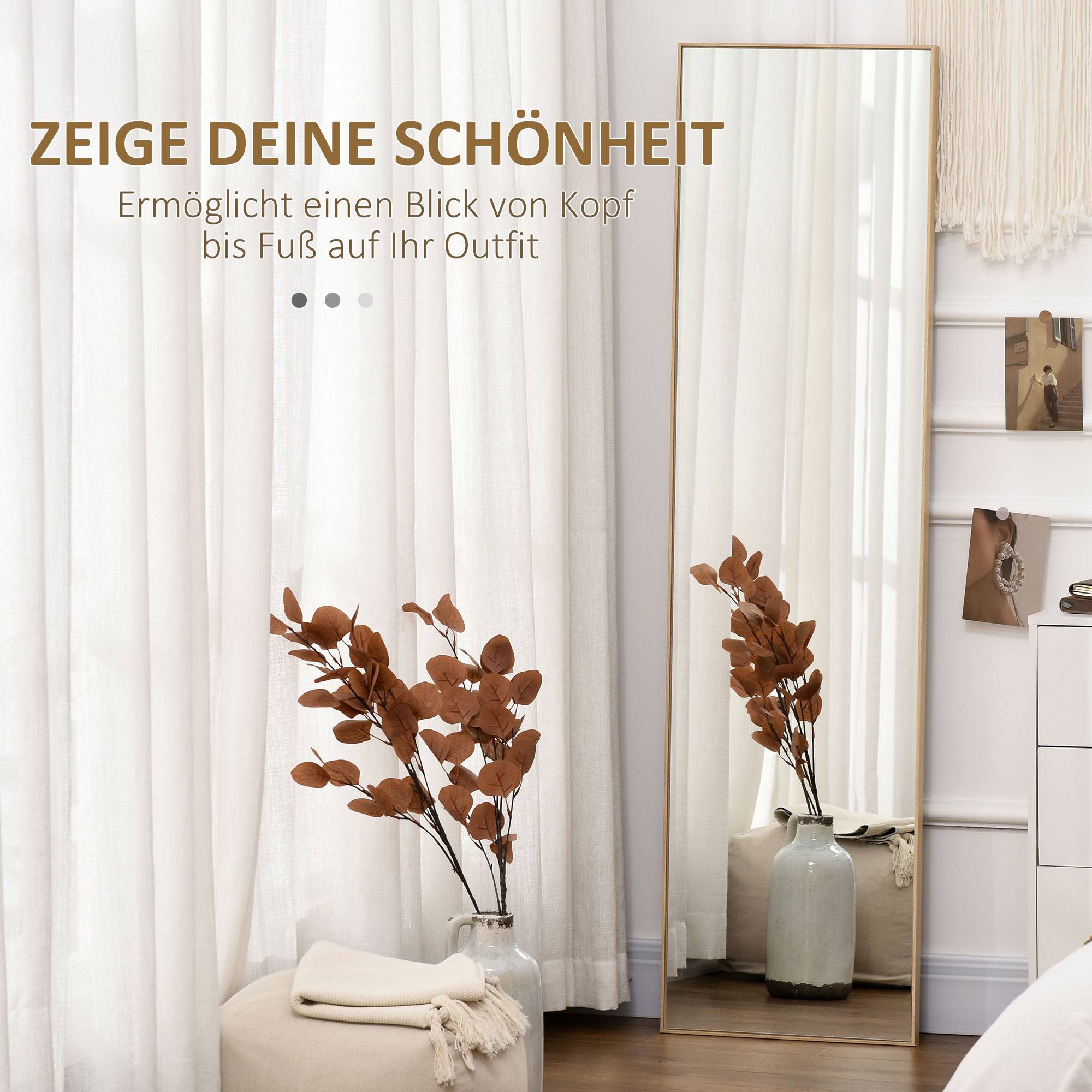 Miroir sur Pied Psyché Incassable Effet Bois Clair Dressing 40x150cm - ComfortXL Outdoor Living - Image 4