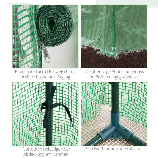 Serre de balcon étroite acier plastique protection hivernage plantes 100x50x150cm vert foncé - ComfortXL Outdoor Living - Image 7