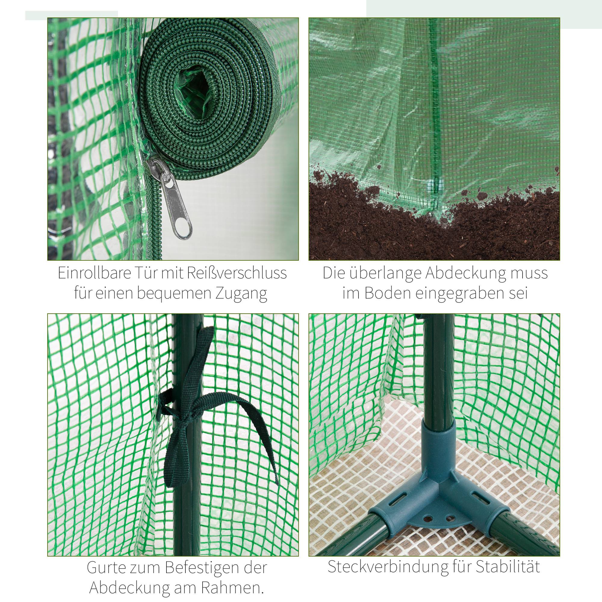 Serre de balcon étroite acier plastique protection hivernage plantes 100x50x150cm vert foncé - ComfortXL Outdoor Living - Image 7