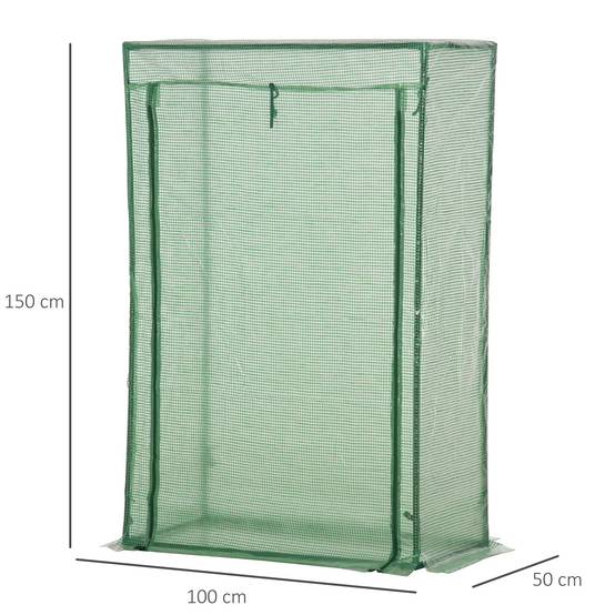 Serre de balcon étroite acier plastique protection hivernage plantes 100x50x150cm vert foncé - ComfortXL Outdoor Living - Image 5