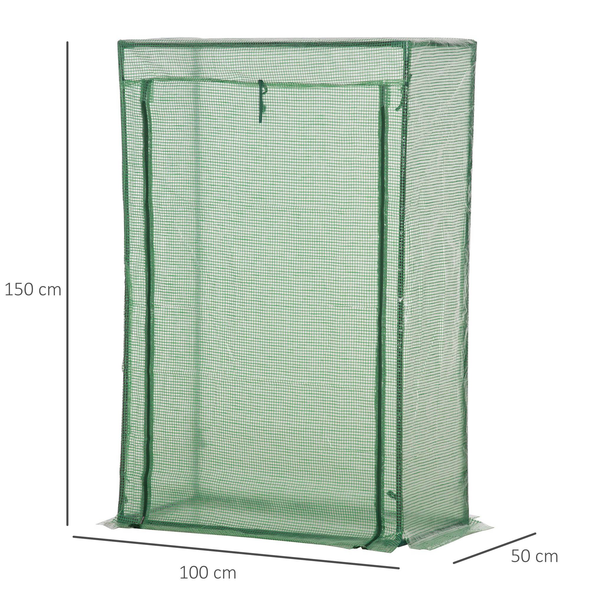 Serre de balcon étroite acier plastique protection hivernage plantes 100x50x150cm vert foncé - ComfortXL Outdoor Living - Image 5
