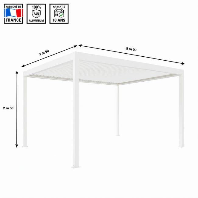 Pergola Bioclimatique Aluminium Autoportante Motorisée Éclairée 5x3,5 Blanc SV ORIAL France - Image 2