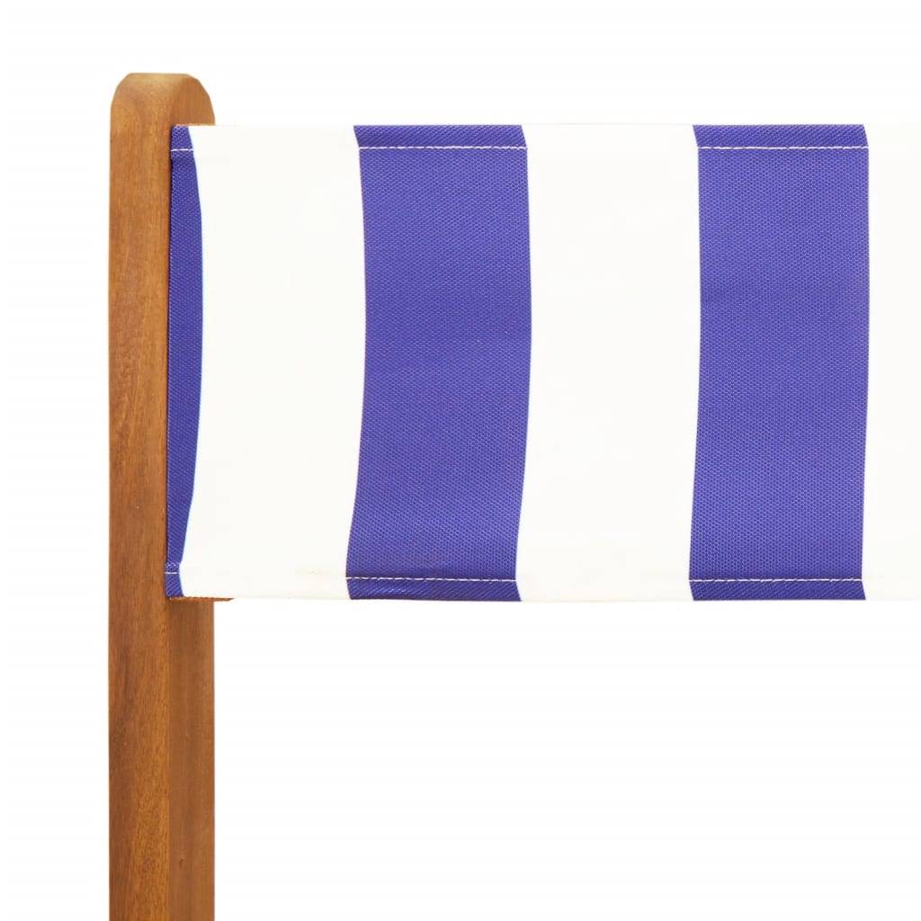 Vidaxl - Ensemble de bistro 3 pcs-Salons de jardin bleu et blanc tissu et bois massif 812958 - Image 8