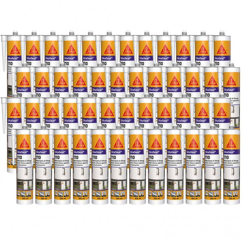 48x Mastic silicone SikaSeal 110 Menuiserie & Vitrage 300ml SIKA - Couleur: Anthracite - Image 1