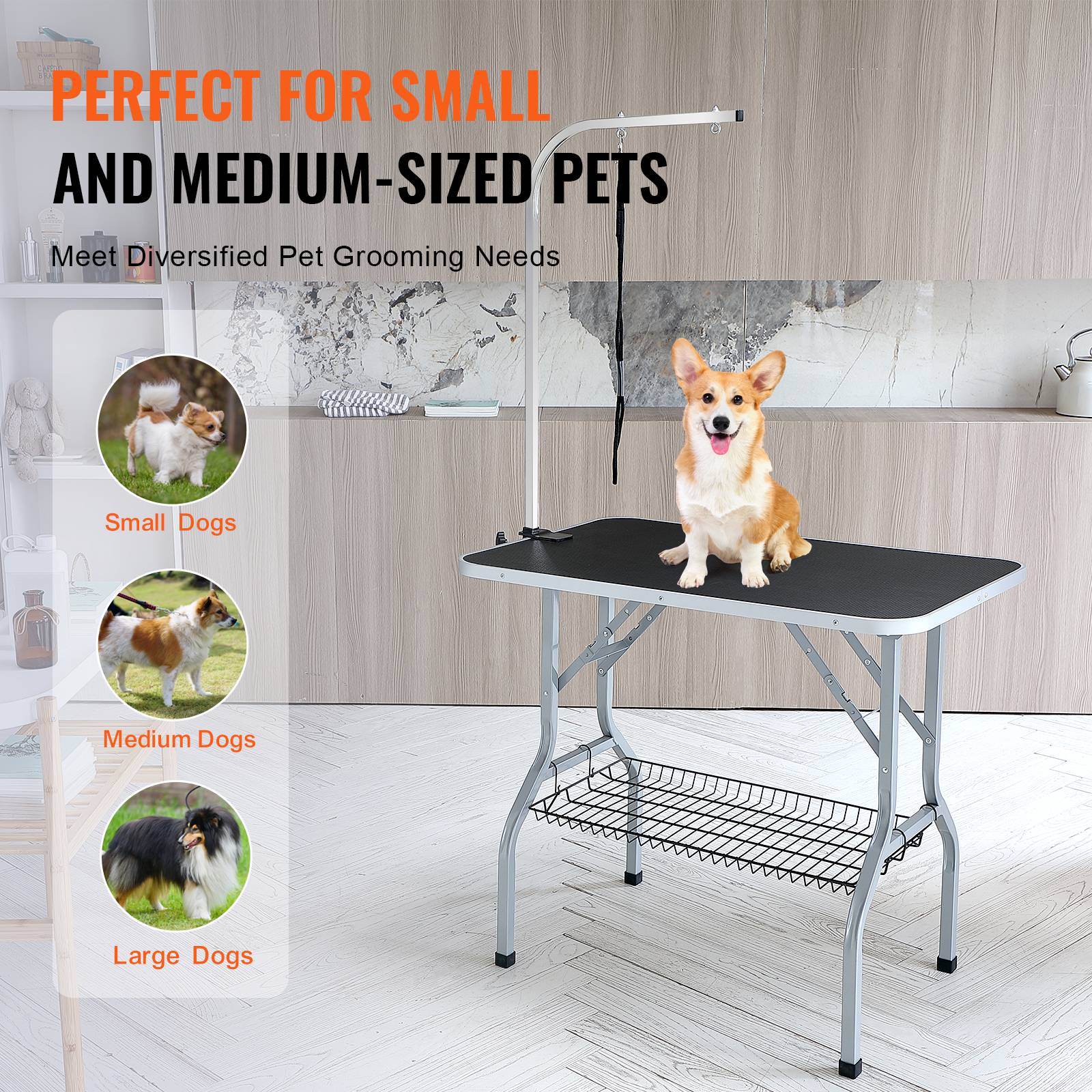 VEVOR Table toilettage chien pliable 914,4x609,6 mm, charge 149,7 kg, 1 potence. - Image 6