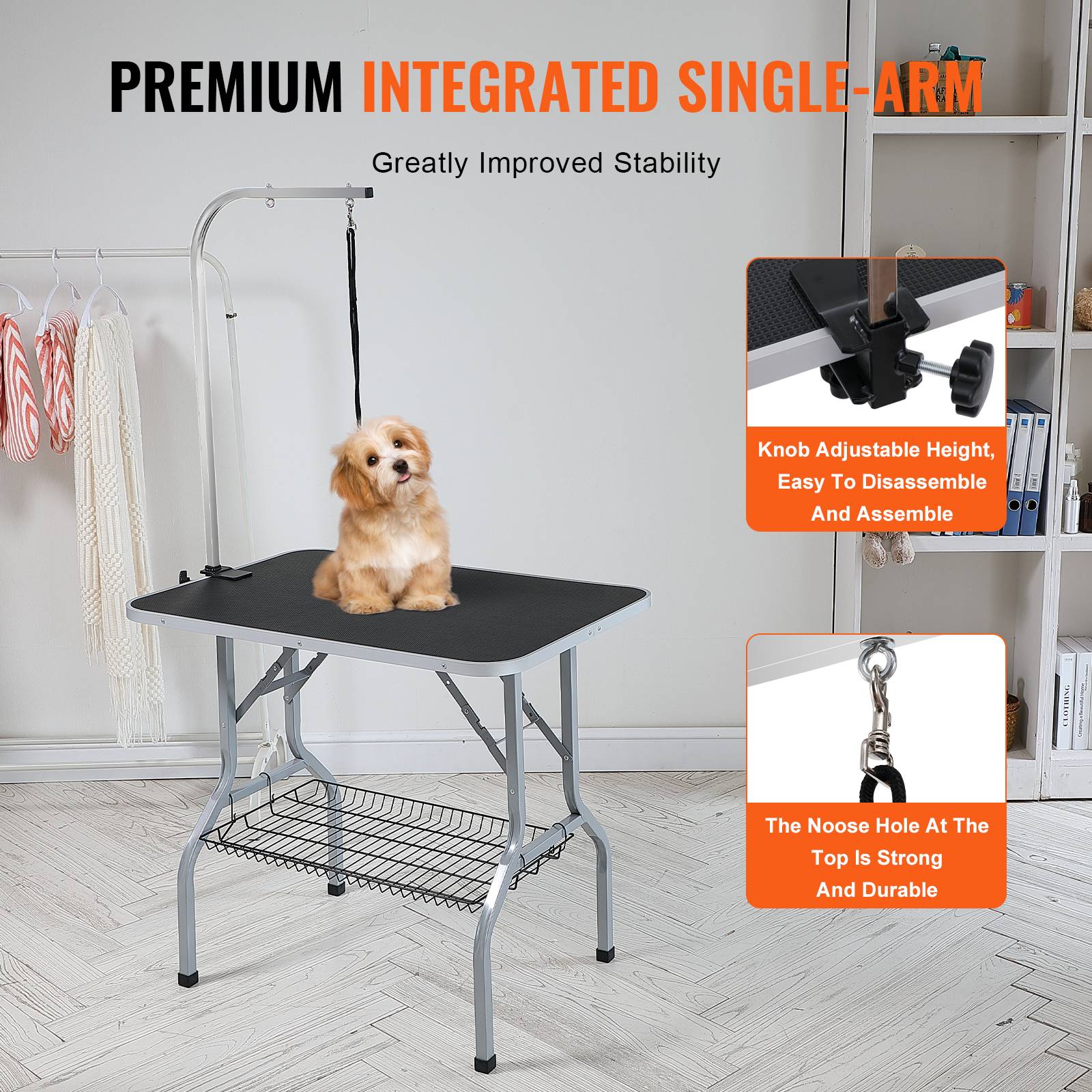 VEVOR Table toilettage chien pliable 914,4x609,6 mm, charge 149,7 kg, 1 potence. - Image 4