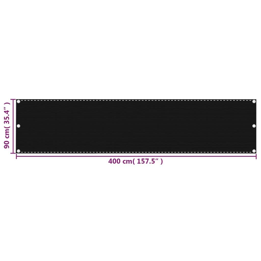 Helloshop26 - Écran de balcon brise pare vue protection confidentialité 90 x 400 cm PEHD noir - Image 5