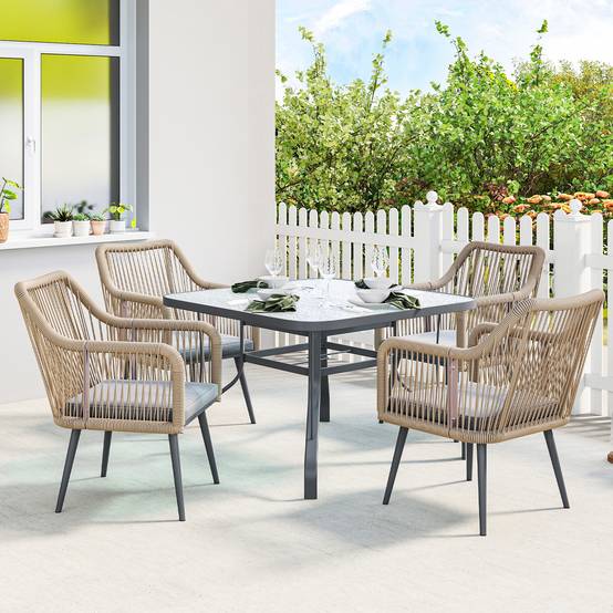 Lot de 2 fauteuils de jardin : résistants, accoudoirs, coussins, cadre métal, capacité 120 kg, gris clair - Image 8