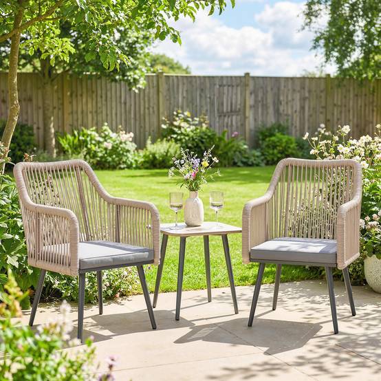Lot de 2 fauteuils de jardin : résistants, accoudoirs, coussins, cadre métal, capacité 120 kg, gris clair - Image 2