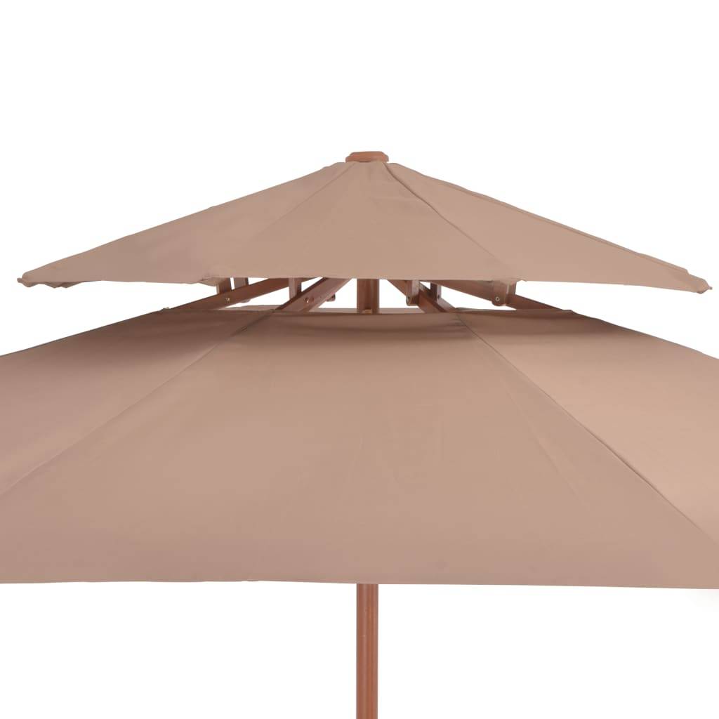 Helloshop26 - Parasol double avec mât en bois 270 cm taupe - Image 5