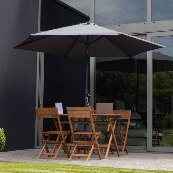 Oviala - Parasol droit 3m inclinable à manivelle en aluminium gris anthracite Matera - Oviala - Image 4