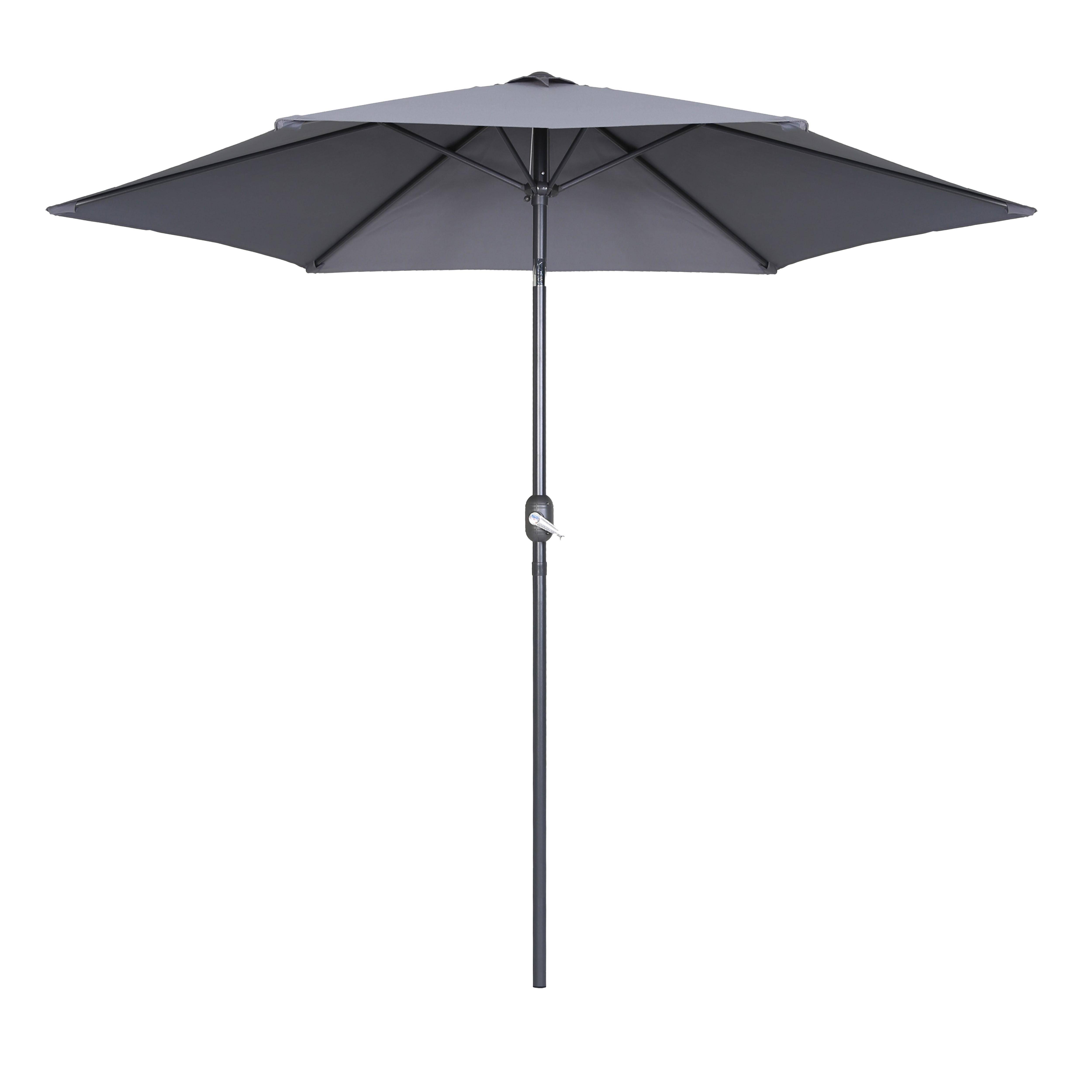 Oviala - Parasol droit 3m inclinable à manivelle en aluminium gris anthracite Matera - Oviala - Image 1