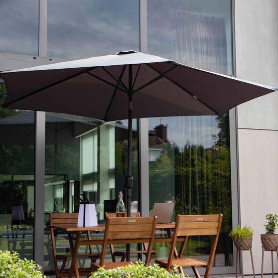 Oviala - Parasol droit 3m inclinable à manivelle en aluminium gris anthracite Matera - Oviala - Image 5