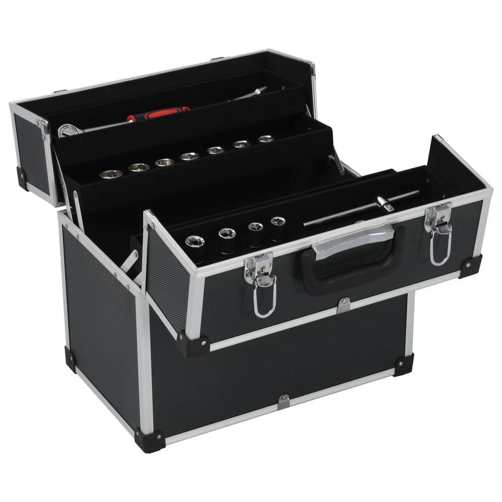 Helloshop26 - Boîte à outils valise à outils mallette à outils trolley à outils caisse à outils rangement stockage fichiers 38 cm noir - Image 2