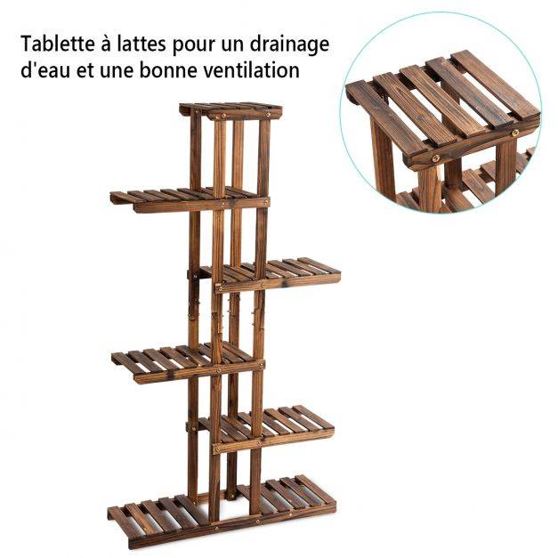 Helloshop26 - Étagère à fleurs en bois à 6 niveaux 75 x 25 x 140 cm porte plante décoration - Image 3