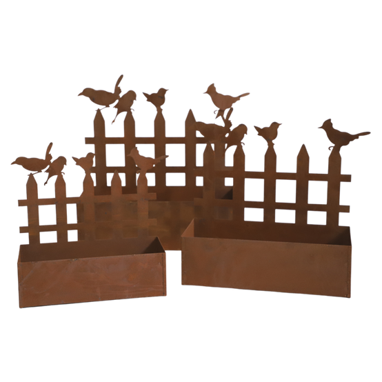 Set3 jardinières jardin extérieur balcon métal rouillé Ht.38-44-50 cm Chemin de campagne - Image 1