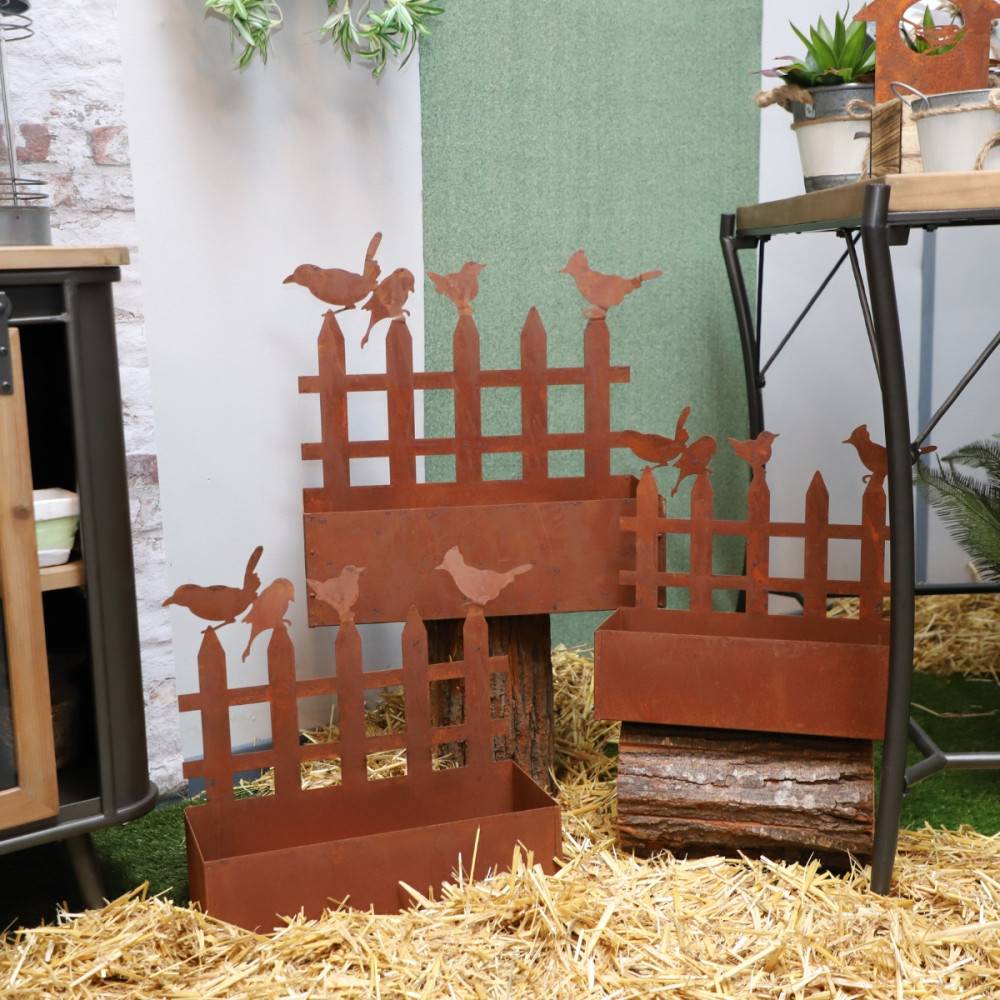 Set3 jardinières jardin extérieur balcon métal rouillé Ht.38-44-50 cm Chemin de campagne - Image 2