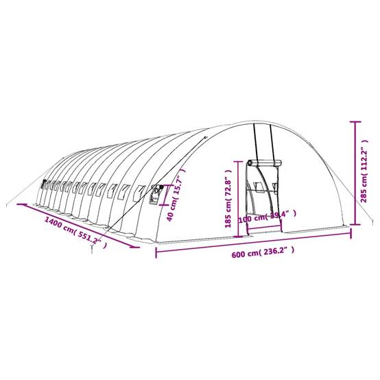 Serre tunnel pro 84 m² grande hauteur acier galvanisé bâche PE Verte – ComfortXL Outdoor Living - Image 9