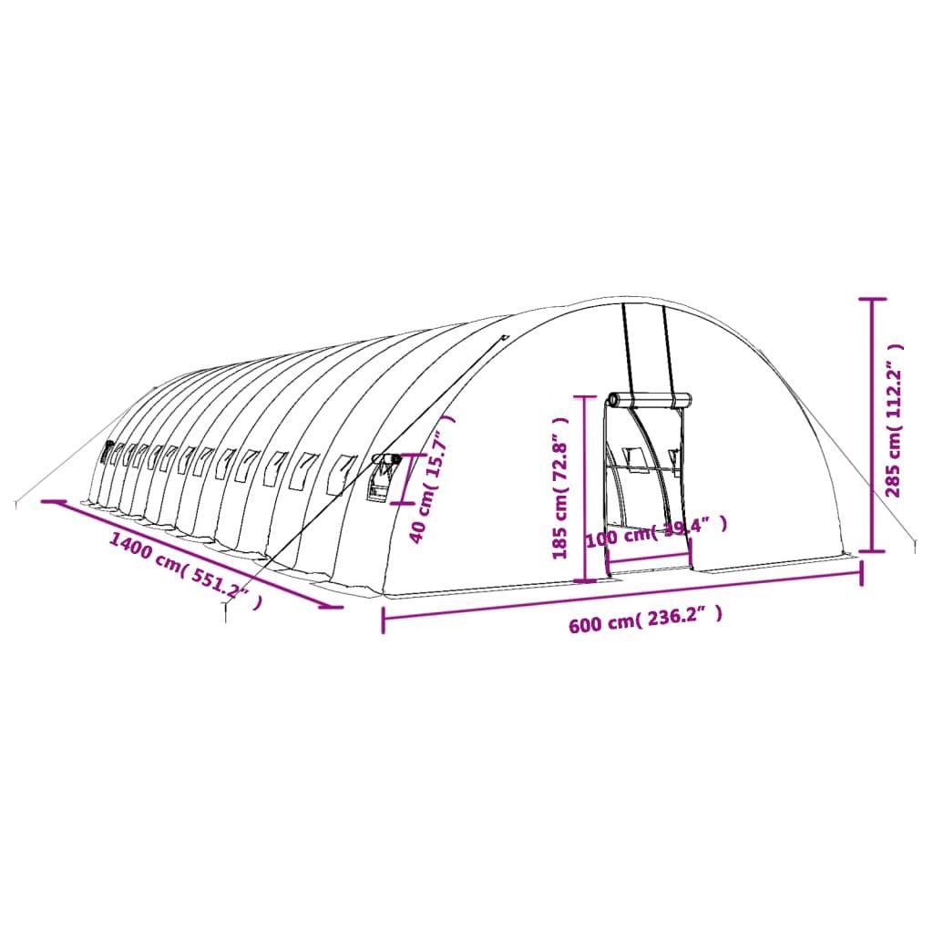 Serre tunnel pro 84 m² grande hauteur acier galvanisé bâche PE Verte – ComfortXL Outdoor Living - Image 9