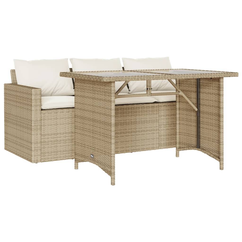 Maison Chic - Ensemble de 2 pcs table de jardin et chaises avec coussins - mobilier de jardin beige poly rotin-JU2716 - Image 1