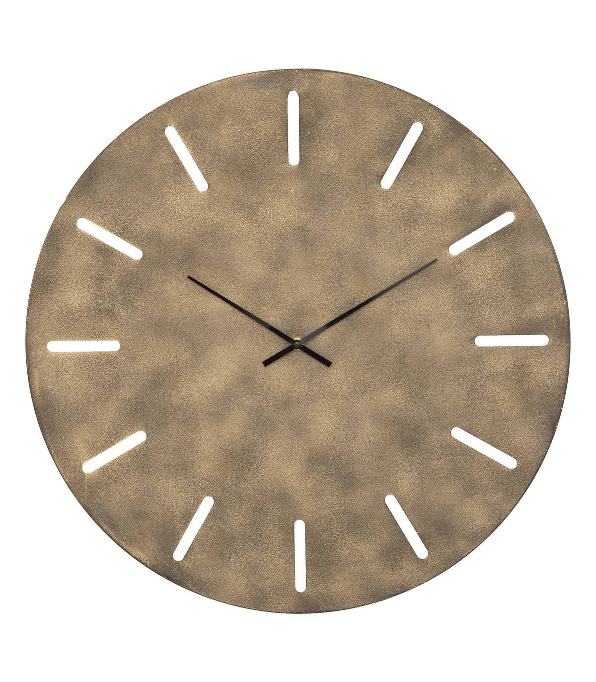 Pendule murale en métal couleur Bronze aspect vieilli D 55 cm - Image 1