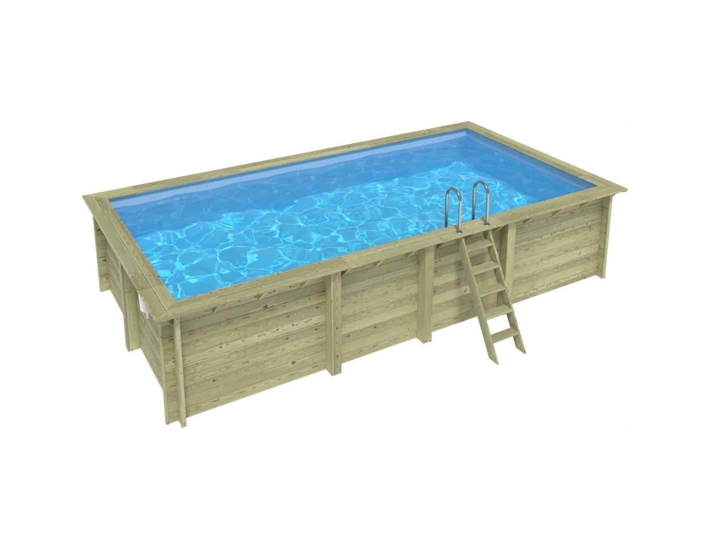 Altanka - Piscine hors sol en bois AQUA 7 x 3.75 - H.1.45 m, bleu pâle, fixations à sceller - BAS7308OSPI - ALTANKA - Image 1