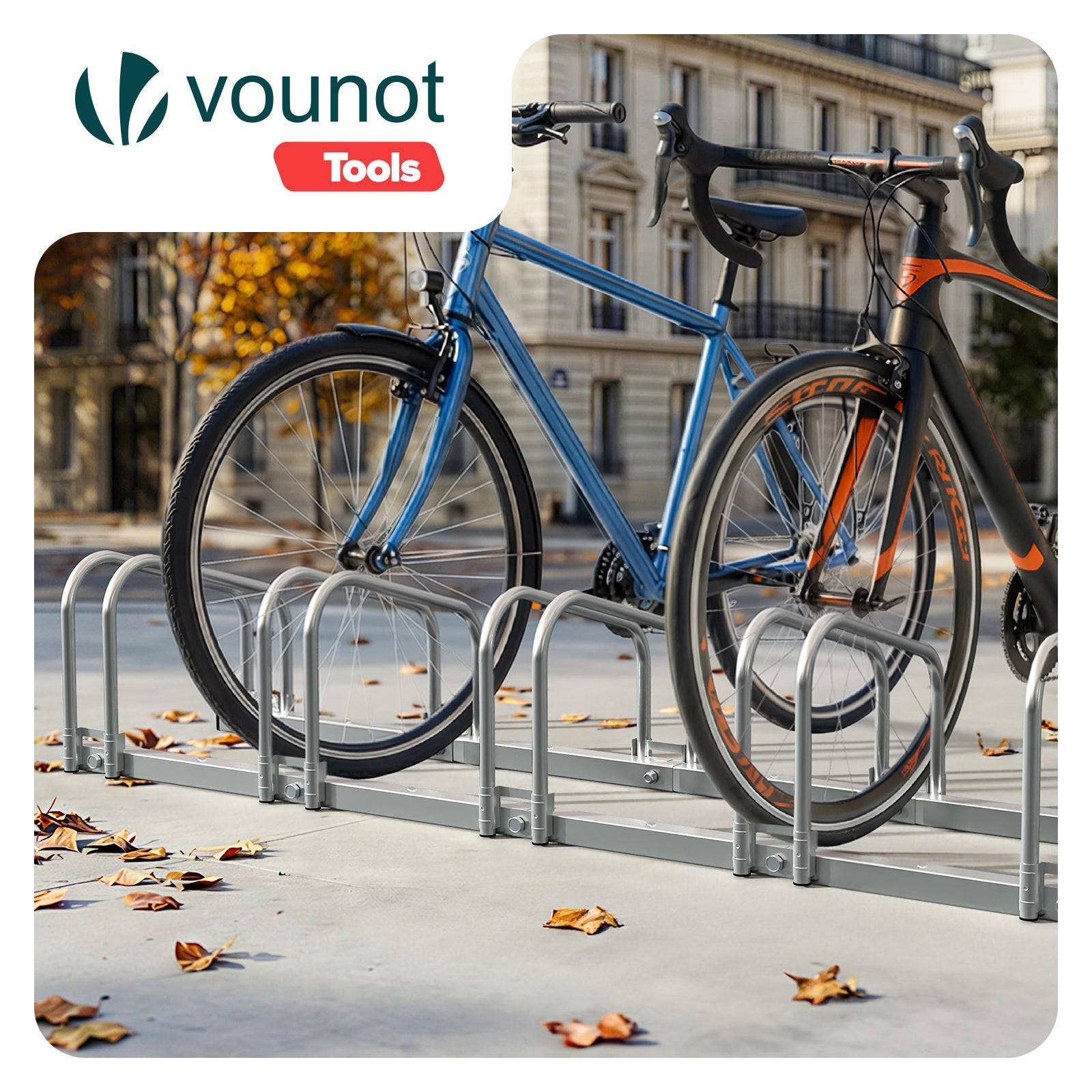 Râtelier range vélos - Support pour 5 vélos - Mural ou au sol - Porte-vélo en acier revêtu - VOUNOT® - Image 2