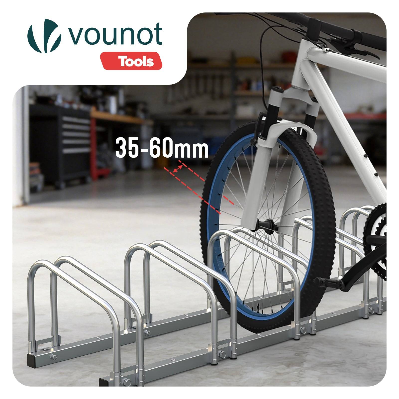 Râtelier range vélos - Support pour 5 vélos - Mural ou au sol - Porte-vélo en acier revêtu - VOUNOT® - Image 6