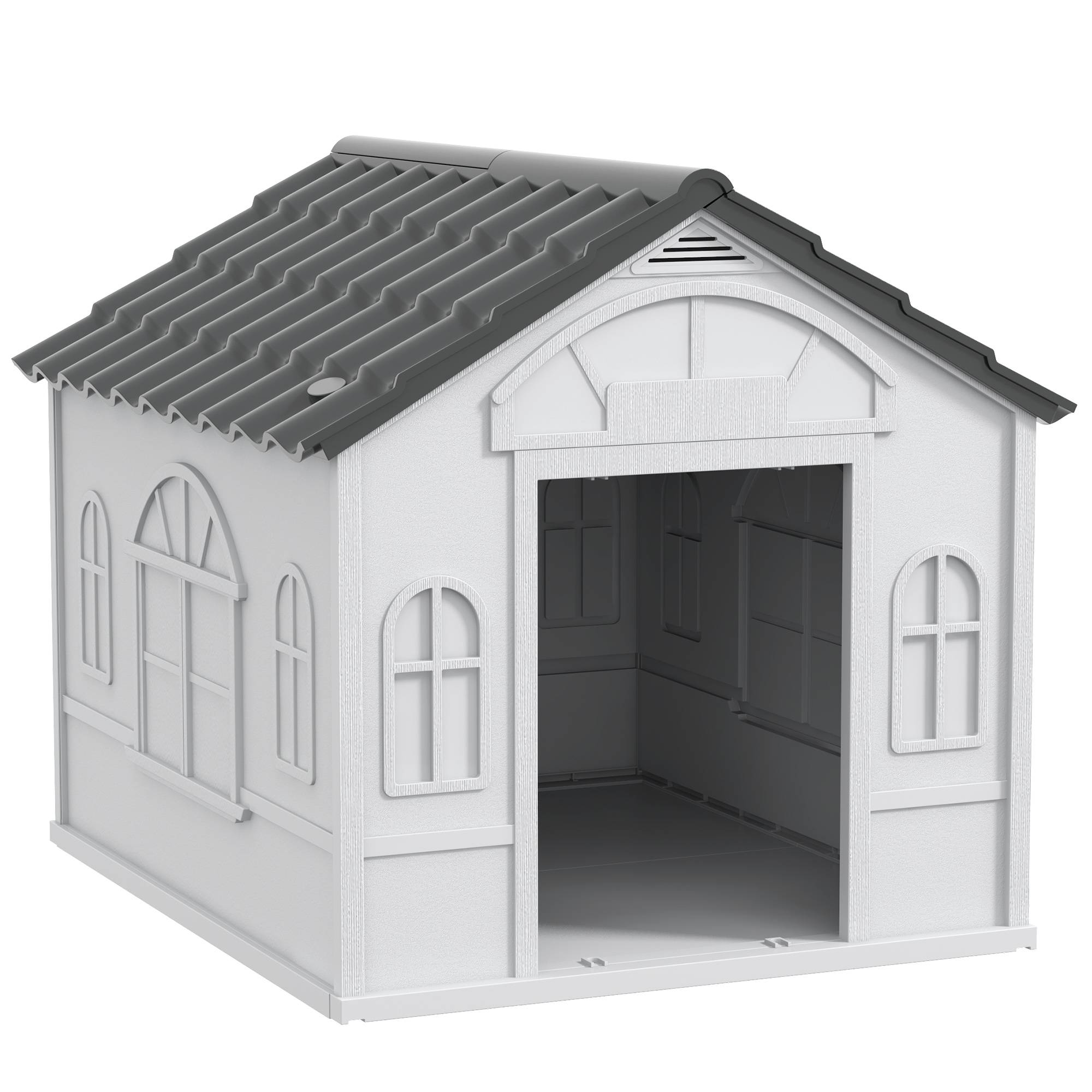 Maison pour chien en plastique, gris, 65 x 75,7 x 63 cm - PANGIVO - Image 1