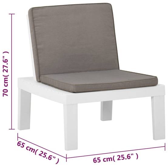 PANGIVO - Chaise de salon de jardin en plastique blanc avec coussins anthracite 65 x 65 x 70 cm (lot de 2) - PANGIVO - Image 8