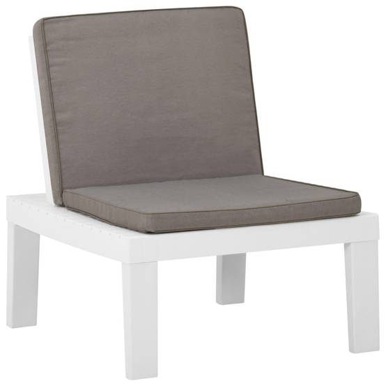 PANGIVO - Chaise de salon de jardin en plastique blanc avec coussins anthracite 65 x 65 x 70 cm (lot de 2) - PANGIVO - Image 3