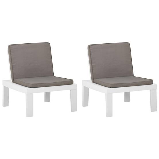 PANGIVO - Chaise de salon de jardin en plastique blanc avec coussins anthracite 65 x 65 x 70 cm (lot de 2) - PANGIVO - Image 2