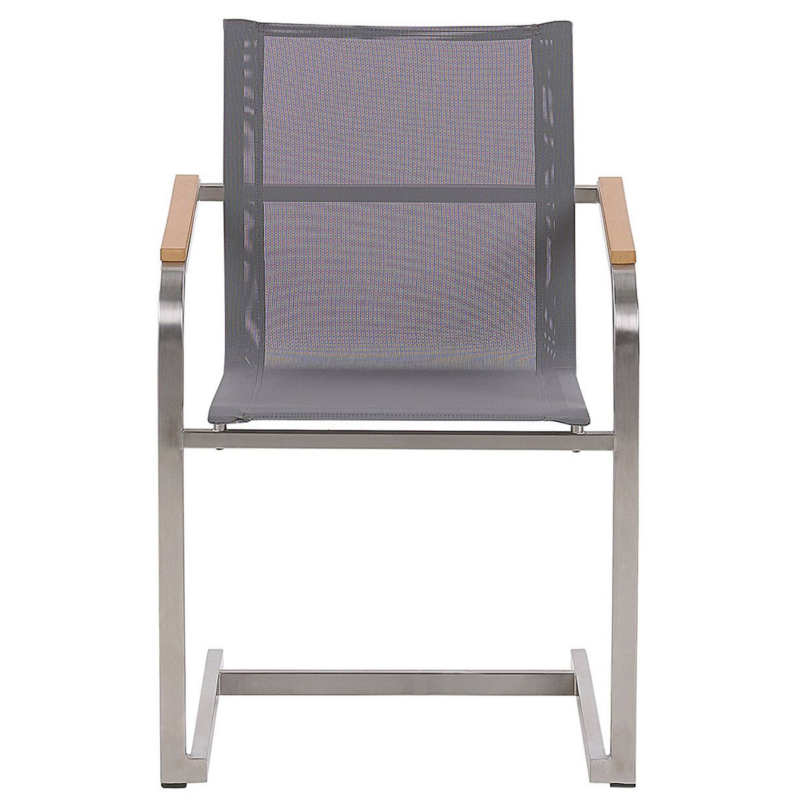 Beliani - Lot de 2 Chaises de Jardin en Porte-à-faux en Acier Inox et Textile Gris Design Moderne Très Tendance pour Terrasse Balcon ou Patio Beliani - Image 5
