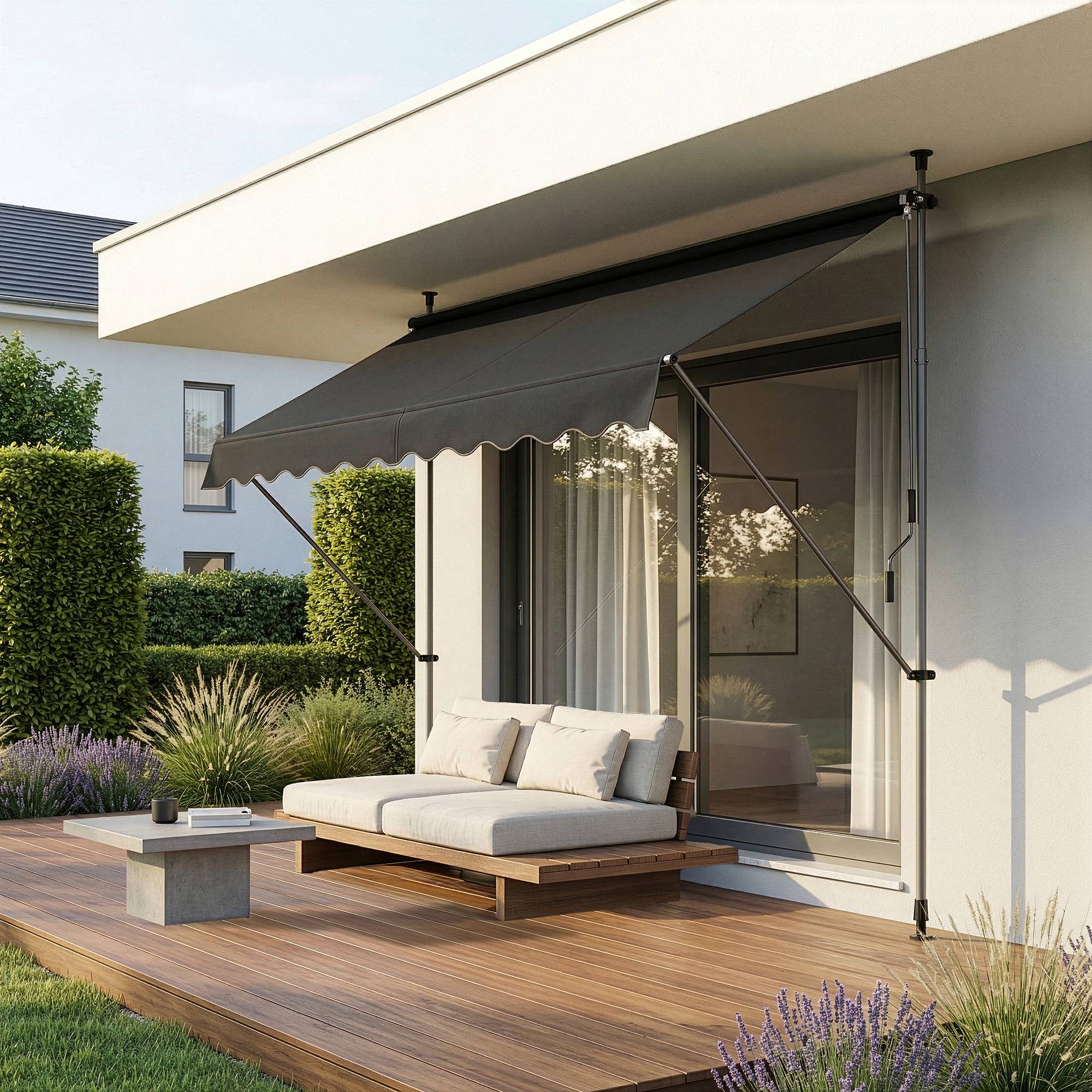 Pro.Tec - Store Banne Manuel Auvent Téléscopique 350 x 120 x 220-309 cm Gris [pro.tec] - Image 6