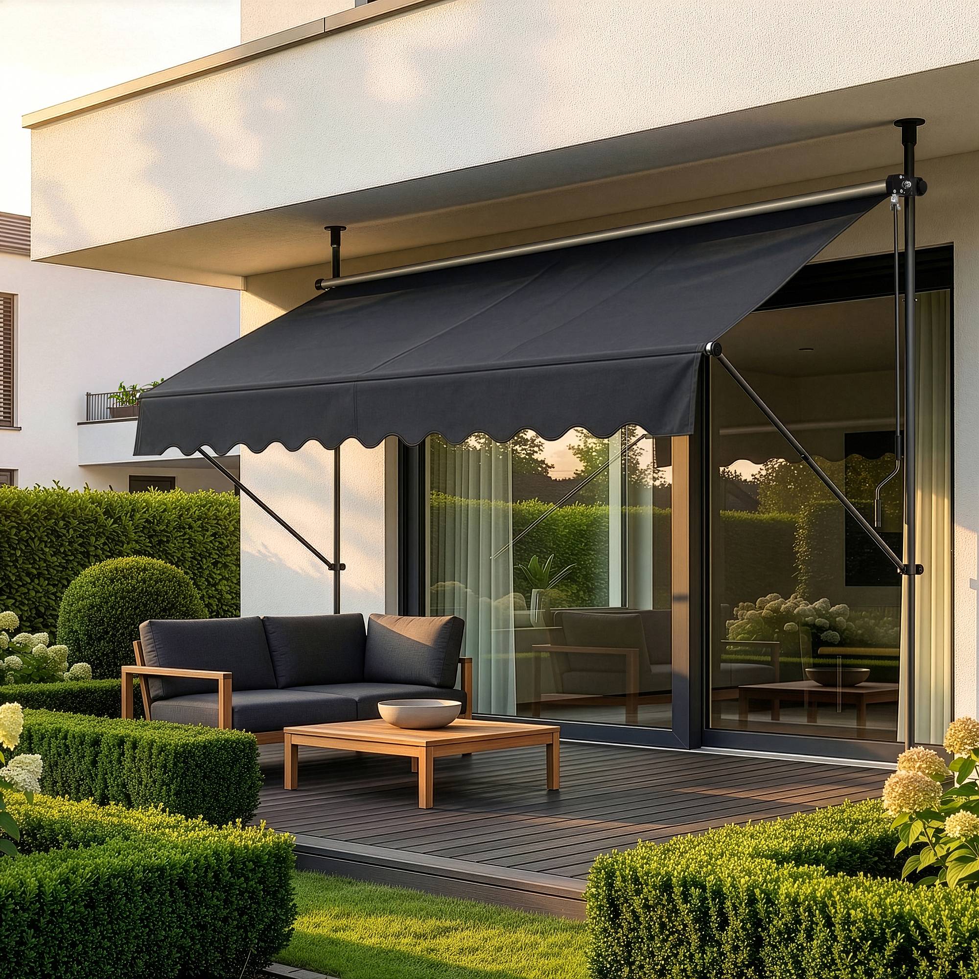 Pro.Tec - Store Banne Manuel Auvent Téléscopique 350 x 120 x 220-309 cm Gris [pro.tec] - Image 1
